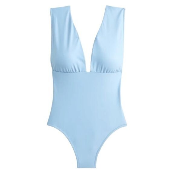 J. Crew V Neck One Piece Swimsuit Blue Mist NWT - Picture 1 of 7